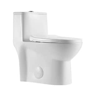 1.1/1.6 GPF One-Piece Elongated Comfort Height Toilet in White with Soft Close Seat, CUPC Certified, WaterSense Cetified