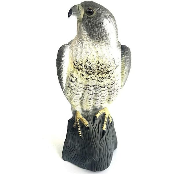 Bird Scarecrow Fake Horned Hawk Decoy, Bird Repellent Garden Protectors, Natural Enemy Pest Deterrent Scarecrow