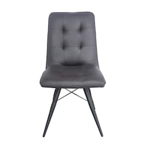 Modern Chic Side Chair Fabric and Metal Legs In Dark Gray/Black Color, Set Of 2