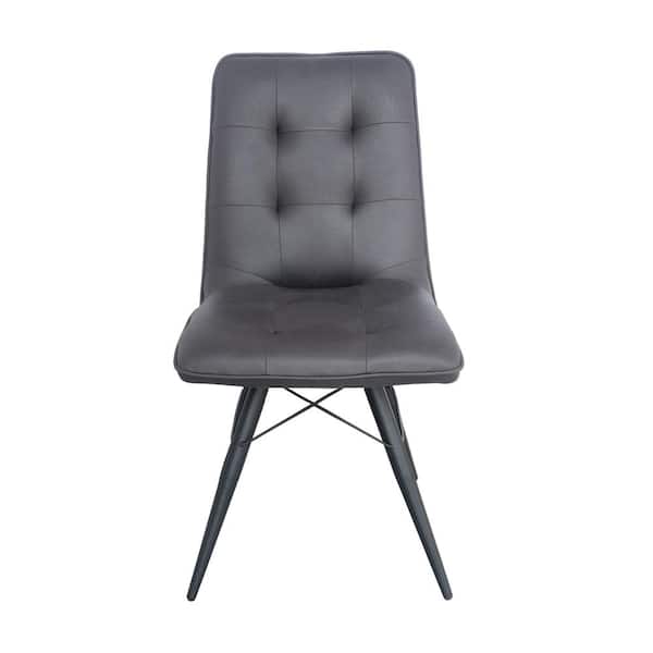 Unbranded Modern Chic Side Chair Fabric and Metal Legs in Dark Gray/Black Color, Set Of 2