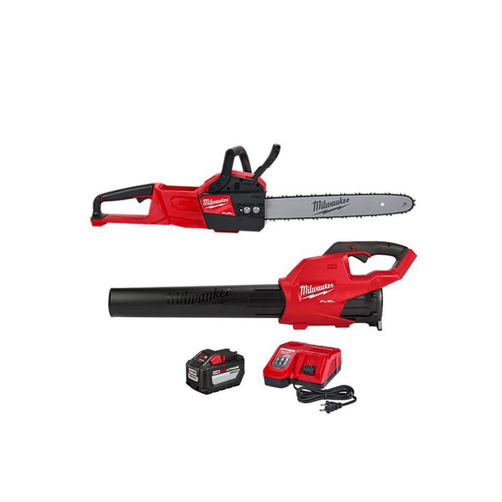 Milwaukee M18 FUEL 16 in. 18-Volt Lithium-Ion Brushless Battery Chainsaw Kit w/12.0Ah Battery and M18 FUEL Blower(2-Tool) -  2727-21HD-2724