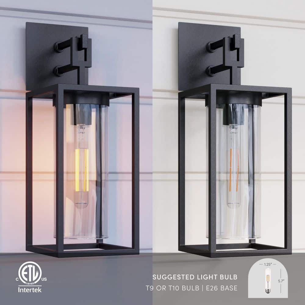 Sedona Classic Black Iron Outdoor Wall Sconce with Glass Shade