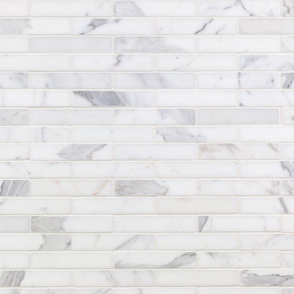 Big Brick Calacatta White & Gray 11.94 in. x 12 in. x 10.5 mm Marble Mosaic price history on PriceWatchPro