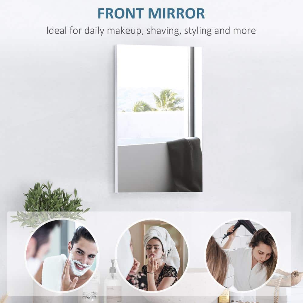 White Recessed Medicine Cabinet with Mirror and Storage Shelves