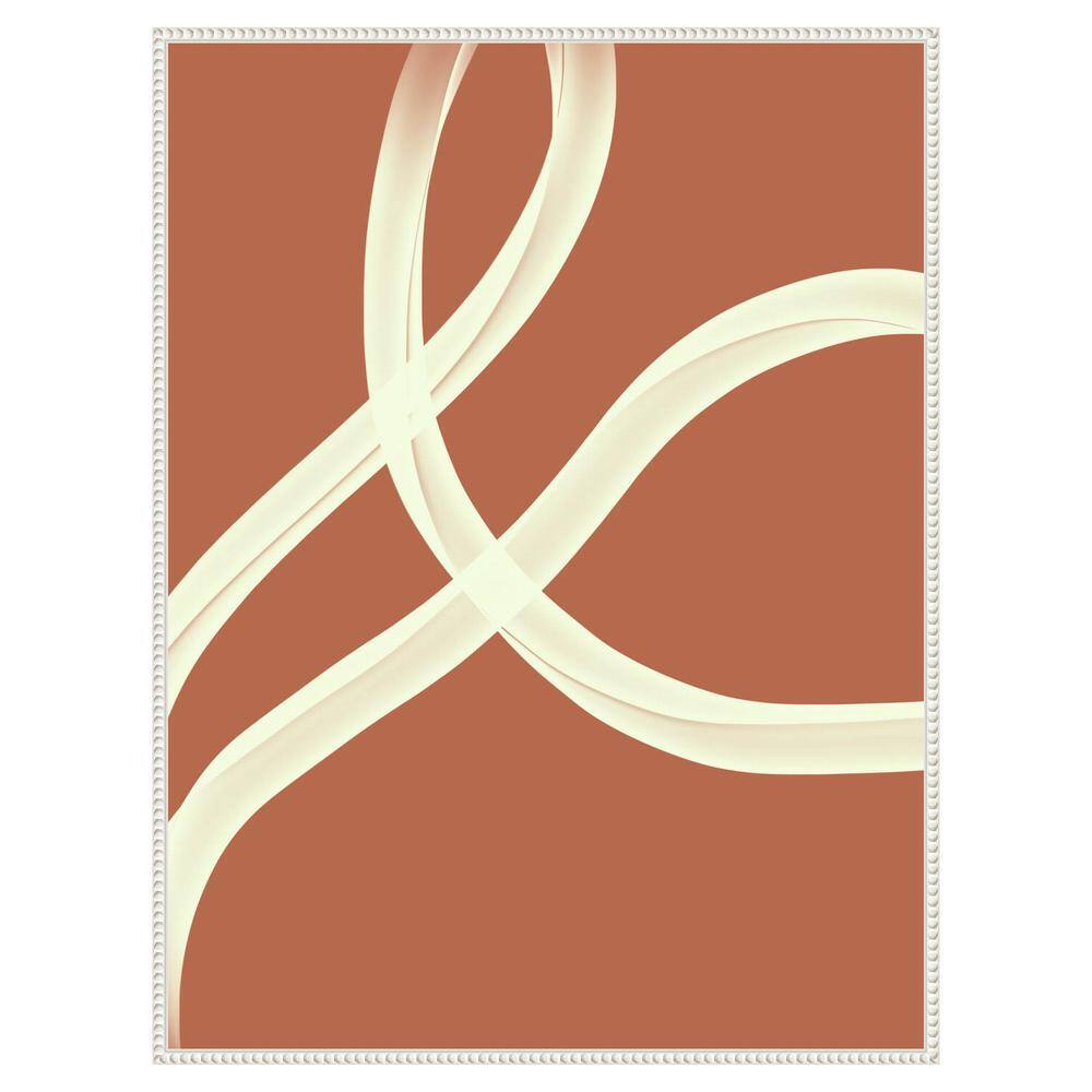 Large Beaded Framed Abstract Canvas Wall Art in Beige and Brown