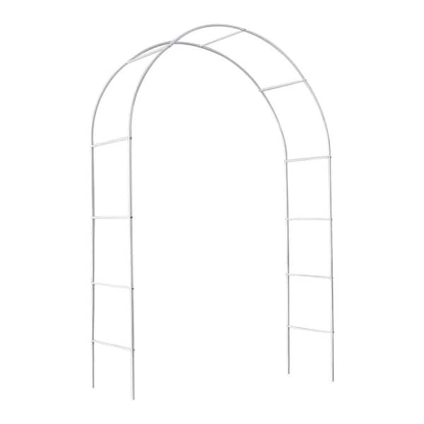 Garden Arch Trellis-Adjustable Metal Arbor for Climbing Plants, Flowers, Vines, Outdoor White Decor (55x15x95 Inch)