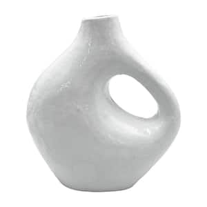 7.5 in. Decorative Metal Abstract Vase in White