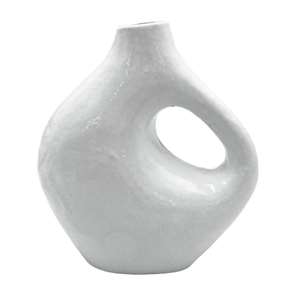 castellousa 7.5 in. Decorative Metal Abstract Vase in White
