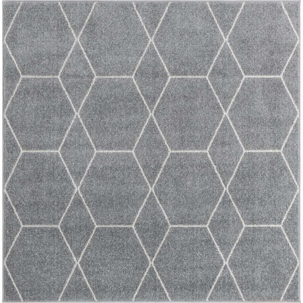 Trellis Frieze Geometric Light Gray 6 ft. x 6 ft. Area Rug