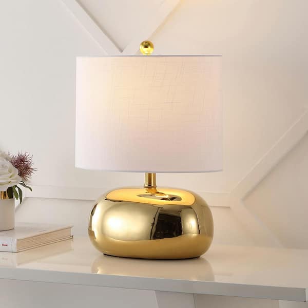 JONATHAN Y Calix 20 in. Mid-Century Glam Ceramic/Iron LED Table Lamp, Gold