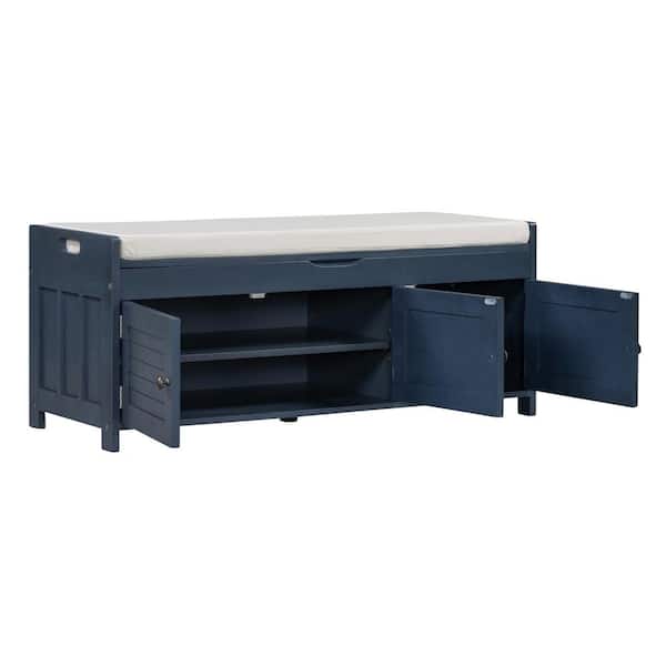 「アンティーク　ディッシュ」 Harper & Bright Designs Antique Navy Entryway Storage Bench