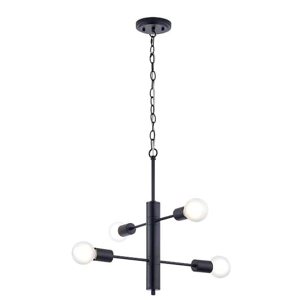 Dracker 4 Light Matte Black Finish Chandelier