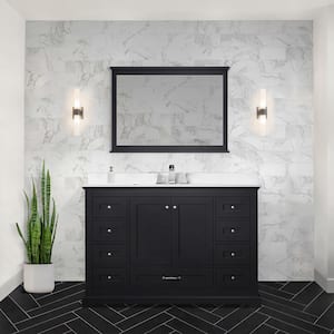 Dukes 48 in. W x 22 in. D Espresso Double Bath Vanity, Cultured Marble Top, and 46 in. Mirror