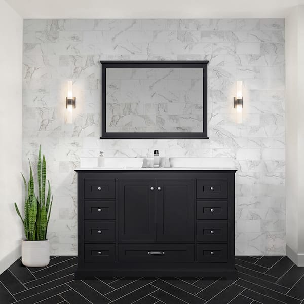 Lexora Dukes 48-in Espresso Bathroom Vanity Cabinet (Mirror Included) Lexora Dukes 48-in Espresso Bathroom Vanity Cabinet (Mirror Included)