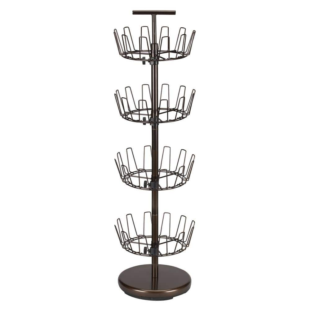 HOUSEHOLD ESSENTIALS Antique Bronze 4 Tier Revolving Iron Shoe Storage Tree 2139 1 The Home Depot