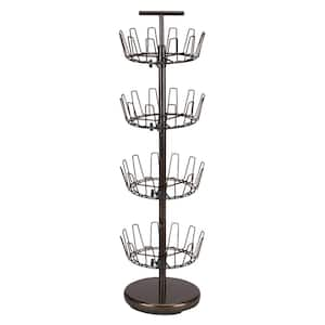 52.75 in. H x 12 in. W, 24-Pair, 4-Tier Metal, Revolving Shoe Rack in Bronze