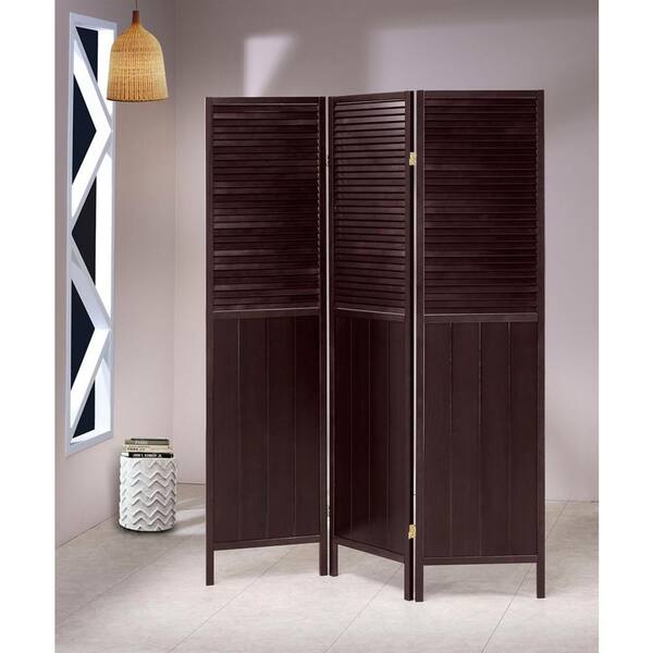 ORE International Shutter Door Espresso 3Panel Room DividerR5421B