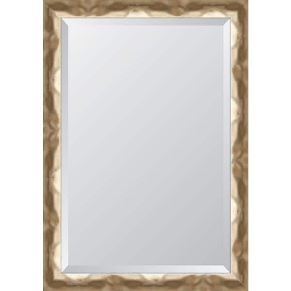 Melissa Van Hise Medium Rectangle Gold Beveled Glass Contemporary Mirror (30 in. H x 42 in. W)