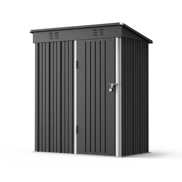 5 ft. W x 3 ft. D Gray Outdoor Storage Metal Shed with Double Lockable Doors for backyard, garden and patio use
