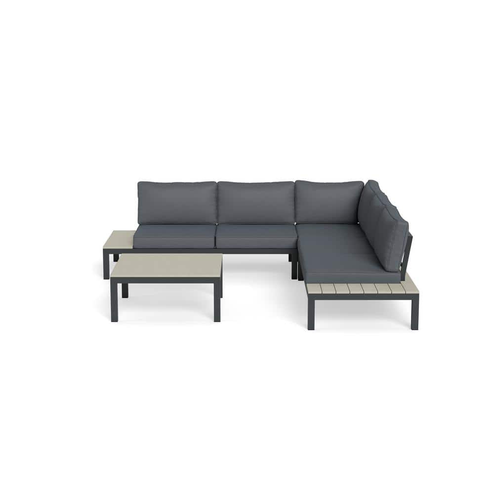 Lakeview 5-Person Outdoor Sectional Sofa with Charcoal Cushions