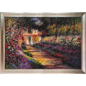 Pathway in Monets Garden at Giverny by Claude Monet Champagne Scoop Framed Nature Oil Painting Art Print 29 in. x 41 in.