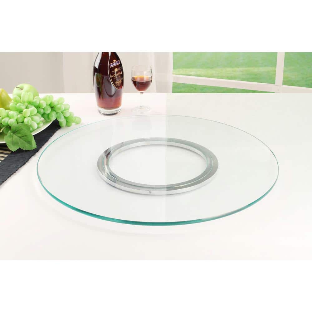 Glass Lazy Susan Turntable with Umbrella Hole