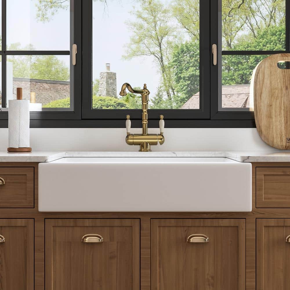 DEERVALLEY 33 in. L x 22 in. W White Ceramic Rectangular Single