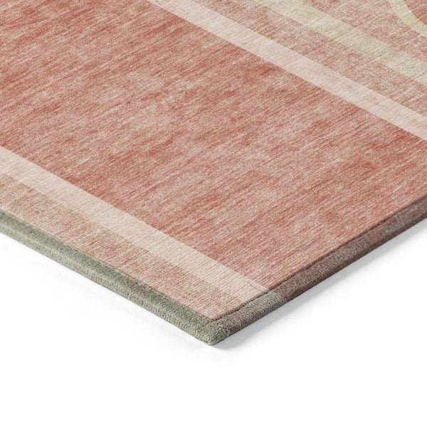 Salmon 3 ft. x 5 ft. Woven Abstract Polyester Rectangle Indoor/Outdoor Area Rug