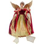 13.5 in. Lighted Red and Gold Angel with Wings Christmas Tree Topper - Clear Lights