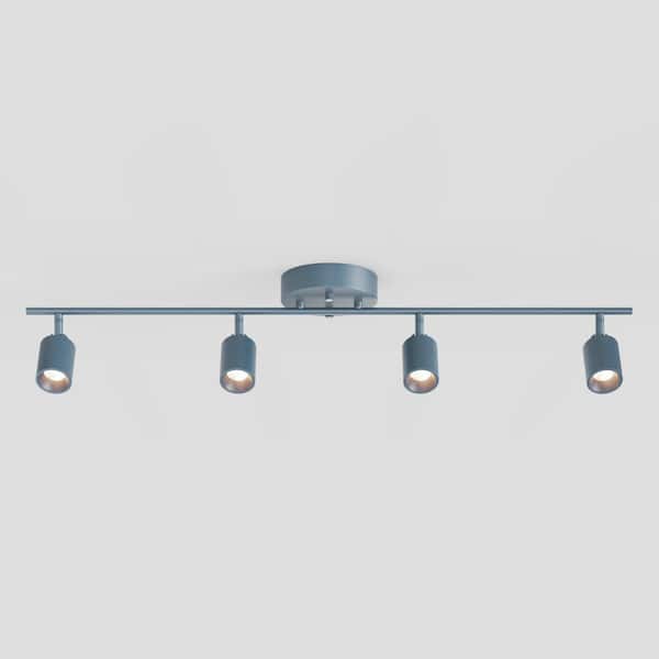 Shura Deep Navy Integrated LED Fixed Track Light Rotatable Cylinder Heads 3 ft. Track Lighting Kit 3000 K 2240 Lumens