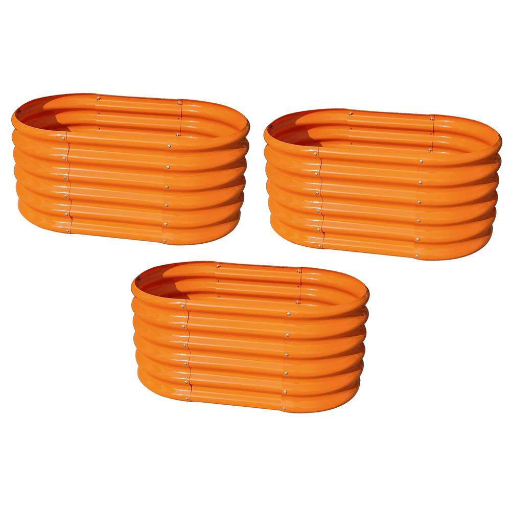40 x24 x 18 in. Orange Oval Round Metal Raised Garden Beds for Planting Vegetables Flowers Herb (3-Pack) price history on PriceWatchPro
