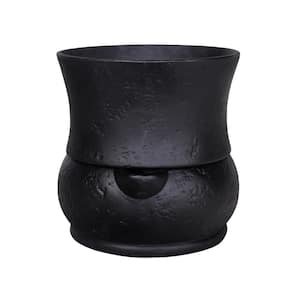 10 in. Dia x 10 in. H Self Watering Belly Pot in Black