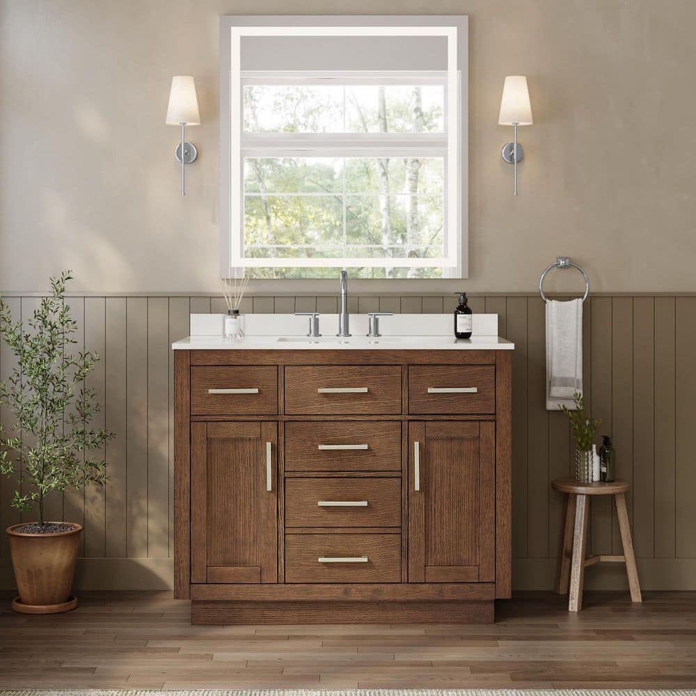 Beckett TK 42 in. Single Freestanding Dark Oak Bath Vanity with White Quartz Top price history on PriceWatchPro
