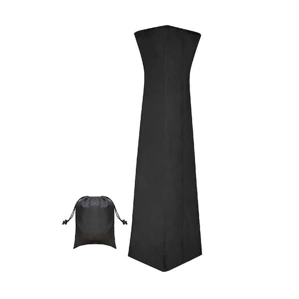 SenQWFa Universal 90 in. Tall Waterproof Black Pyramid Torch Patio Heater Cover with Zipper and Storage Bag, Patio Heater Cover