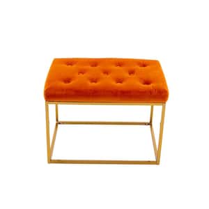 Comfortable Orange Velvet Ottoman (1-Pack)