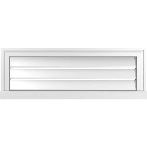 Ekena Millwork 34 in. x 12 in. Vertical Surface Mount PVC Gable Vent: Functional with Brickmould Sill Frame