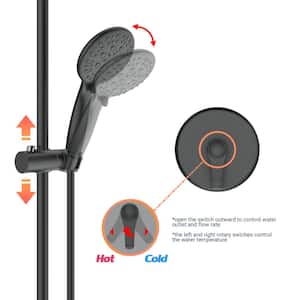Massage Single-Handle 6-Spray 4.7 in. Round Wall Mount Shower Faucet with Storage Hook in Matte Black (Valve Included)