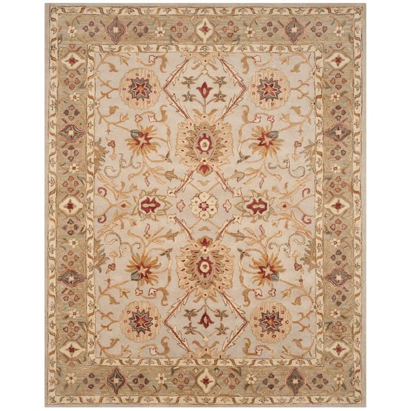 Antiquity Grey Beige/Sage 10 ft. x 14 ft. Border Area Rug