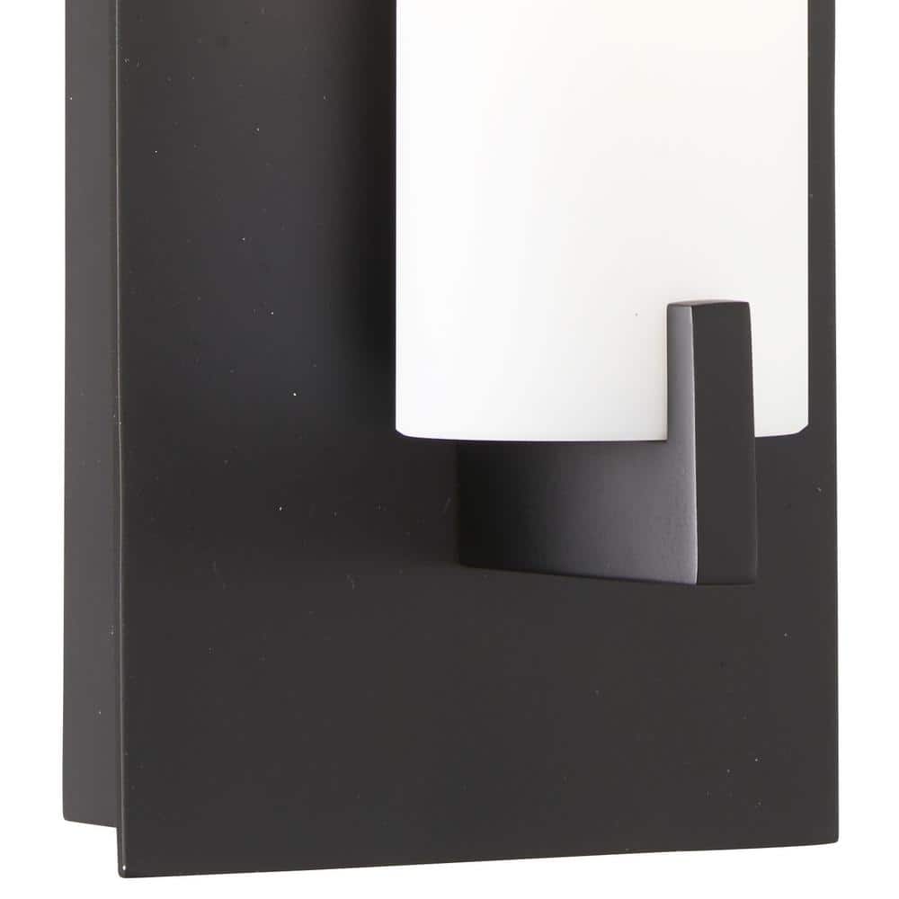 Coal Black Etched Opal Glass Cylinder Sconce