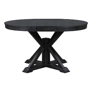 Retro Round Espresso Wood 45.28 in.Pedestal Dining Table Seats for 6