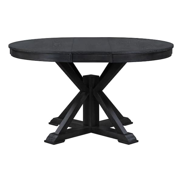 Polibi Retro Round Espresso Wood 45.28 in.Pedestal Dining Table Seats for 6