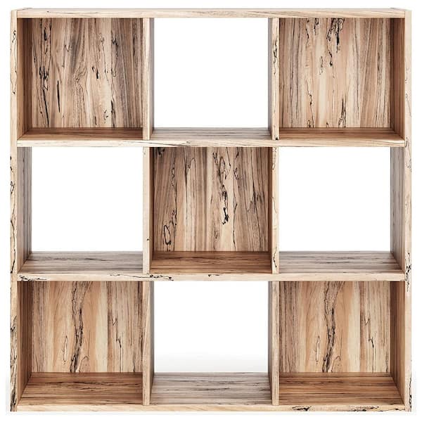 Home Basics 35-in H x 35-in W x 11.4-in D Natural Stackable Wood 9 Cube  Organizer in the Cube Storage Organizers department at