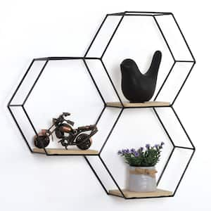 Modern and Fashionable Hexagonal 3-Layer Wall Hanging Shelf Agate Home Hexagonal Floating Shelf