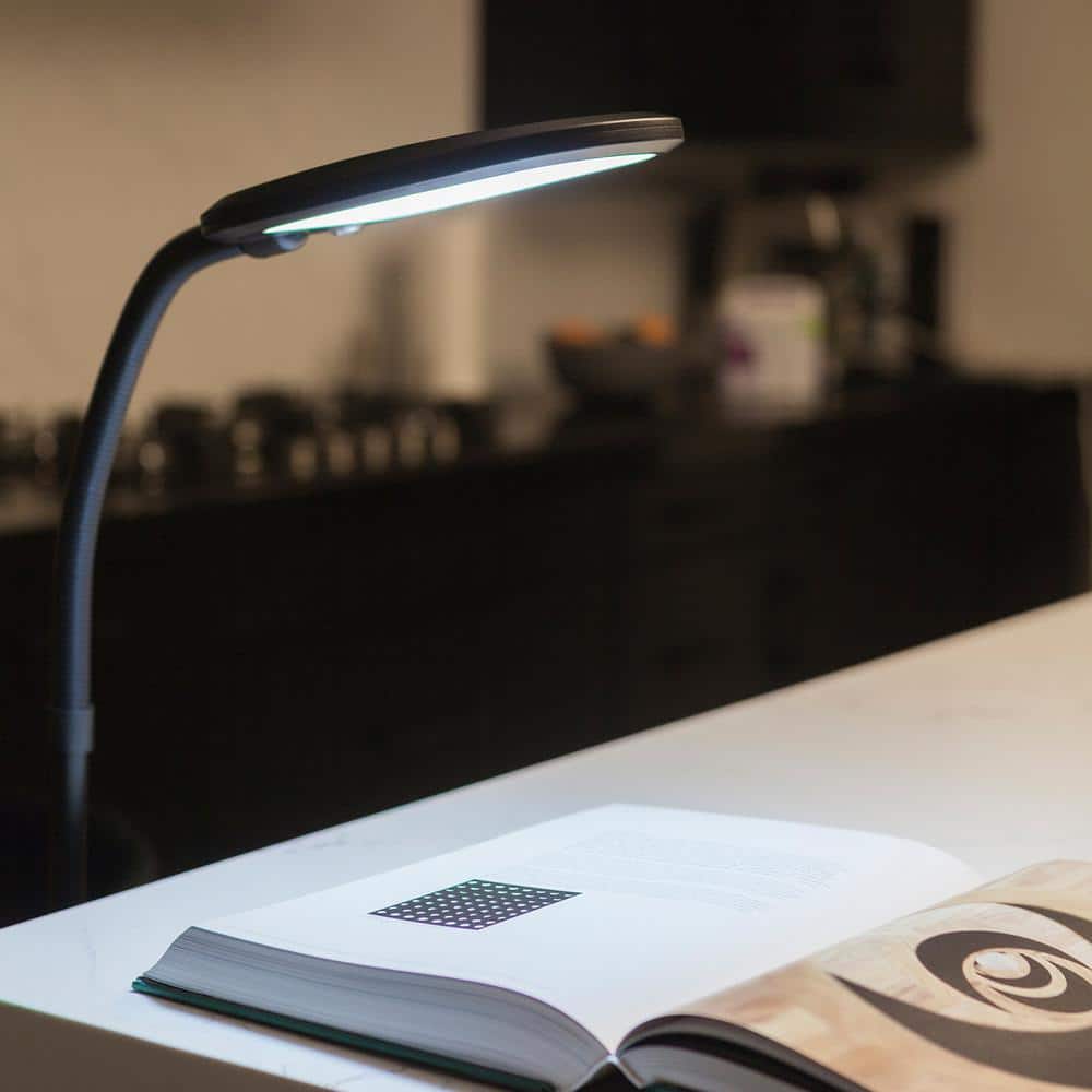 Jet Black Adjustable LED Floor Lamp with Gooseneck
