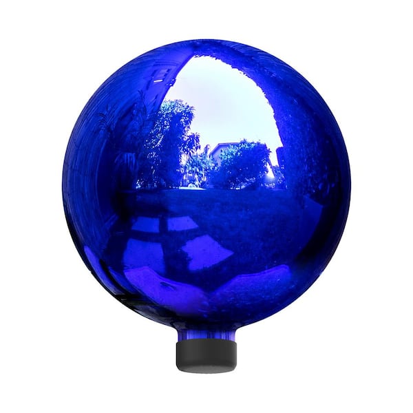 Alpine Corporation 10 in. Dia Indoor/Outdoor Glass Gazing Globe Festive Yard Decor, Blue