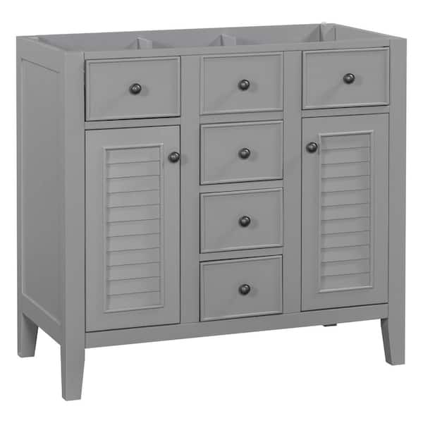 35.00 in. W x 17.09 in. D x 33.40 in. H Five Drawers Bath Vanity Cabinet without Top in Gray Unassembled
