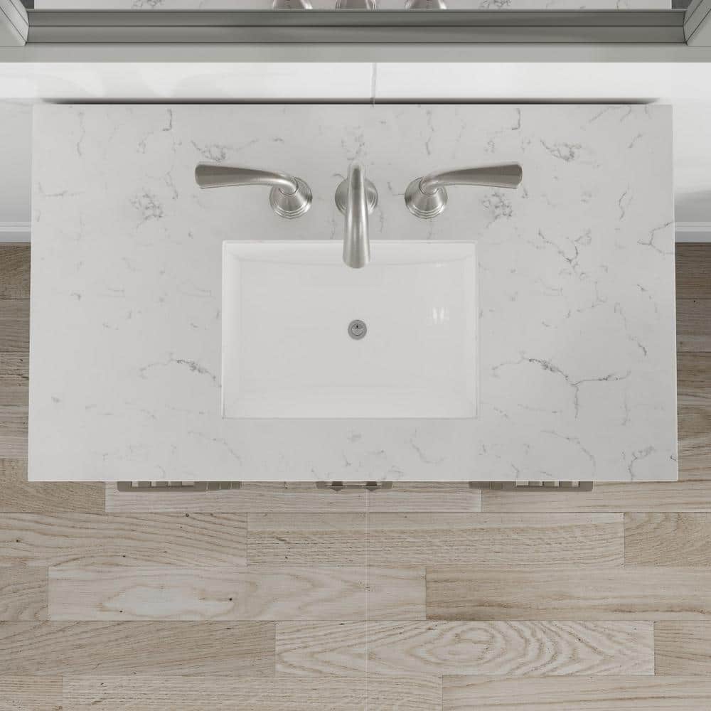 Eviva Hampton 36" Gray Transitional Freestanding Bathroom Vanity with White Carrara Marble Top