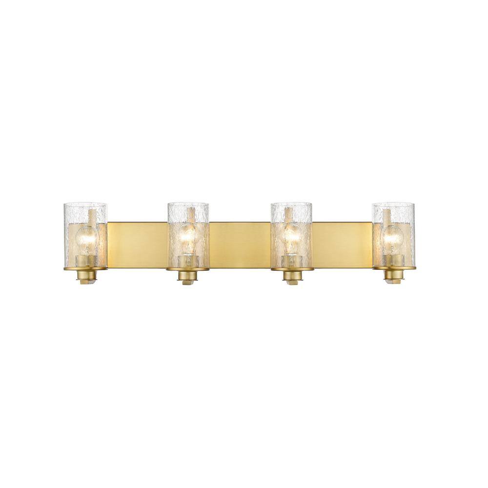Beckett Olde Brass 4-Light Vanity with Clear Seedy Glass Shades
