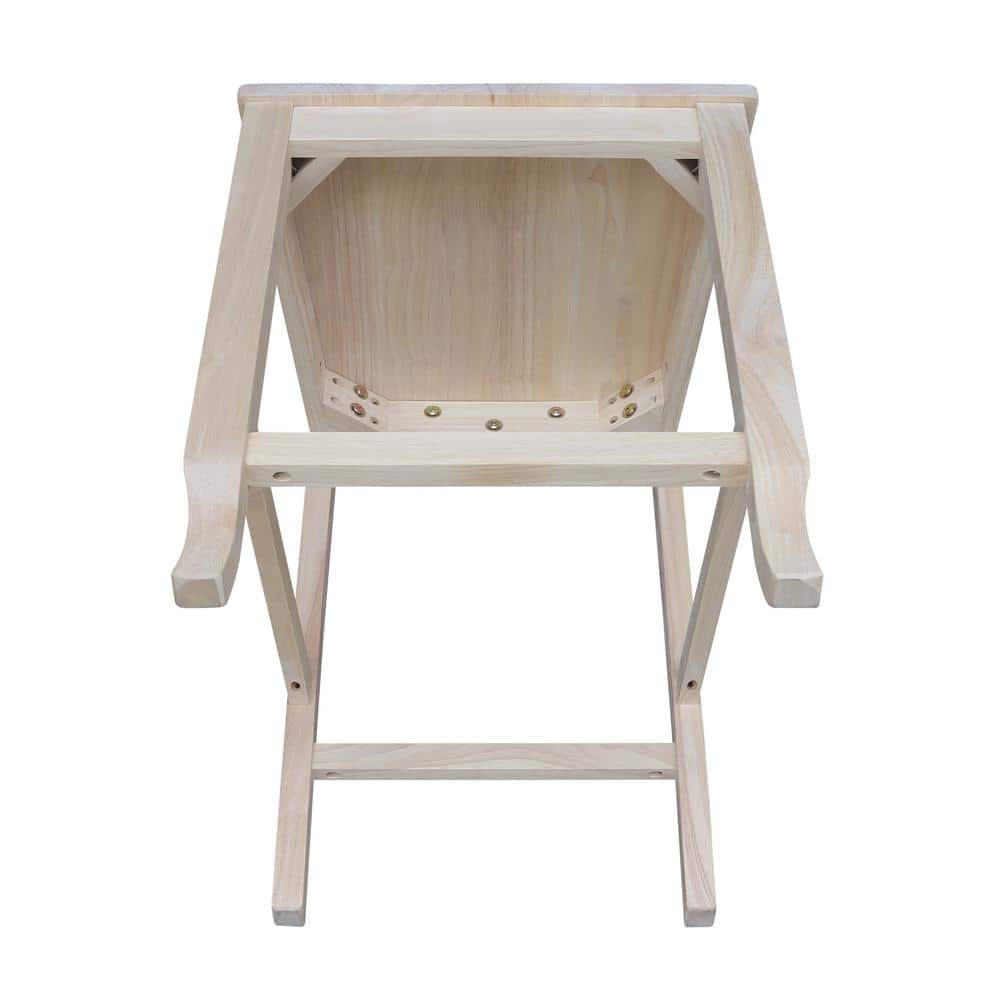 Beige Solid Wood Shutter Back Counter Height Stool