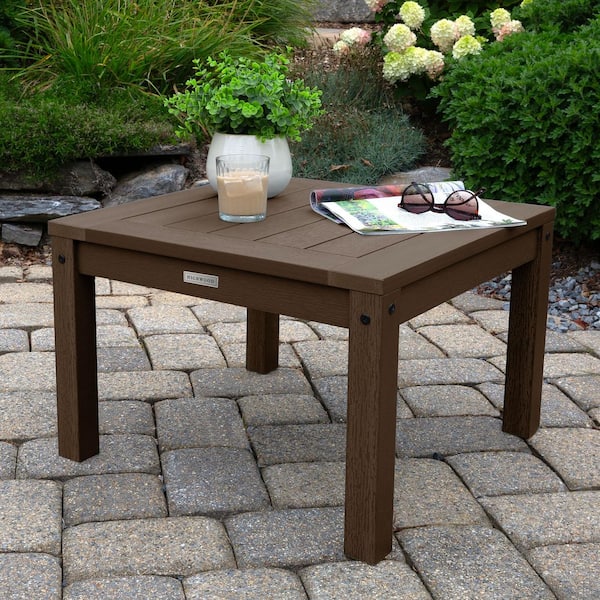 Highwood Adirondack Weathered Acorn Square Recycled Plastic Outdoor Side Table